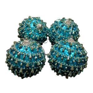 Hobby Lobby Shatter Proof Studded Beaded Bling Christmas Holiday Ornament Balls